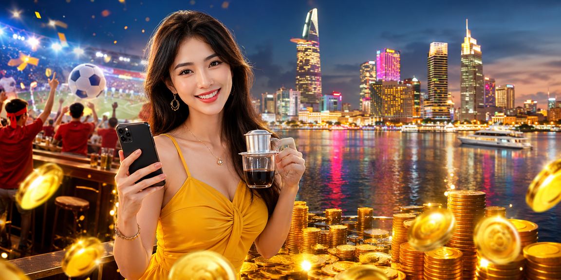 Người dùng tại Hồ Chí Minh dùng điện thoại truy cập casino trực tuyến bên ly cà phê